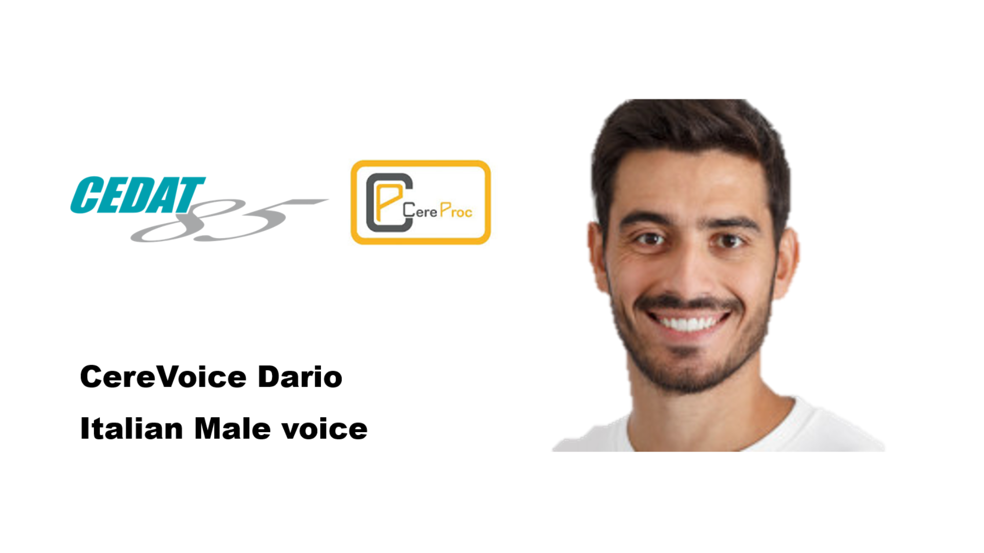 Image showing the face of a young man impersonating the digital assistant called Dario.