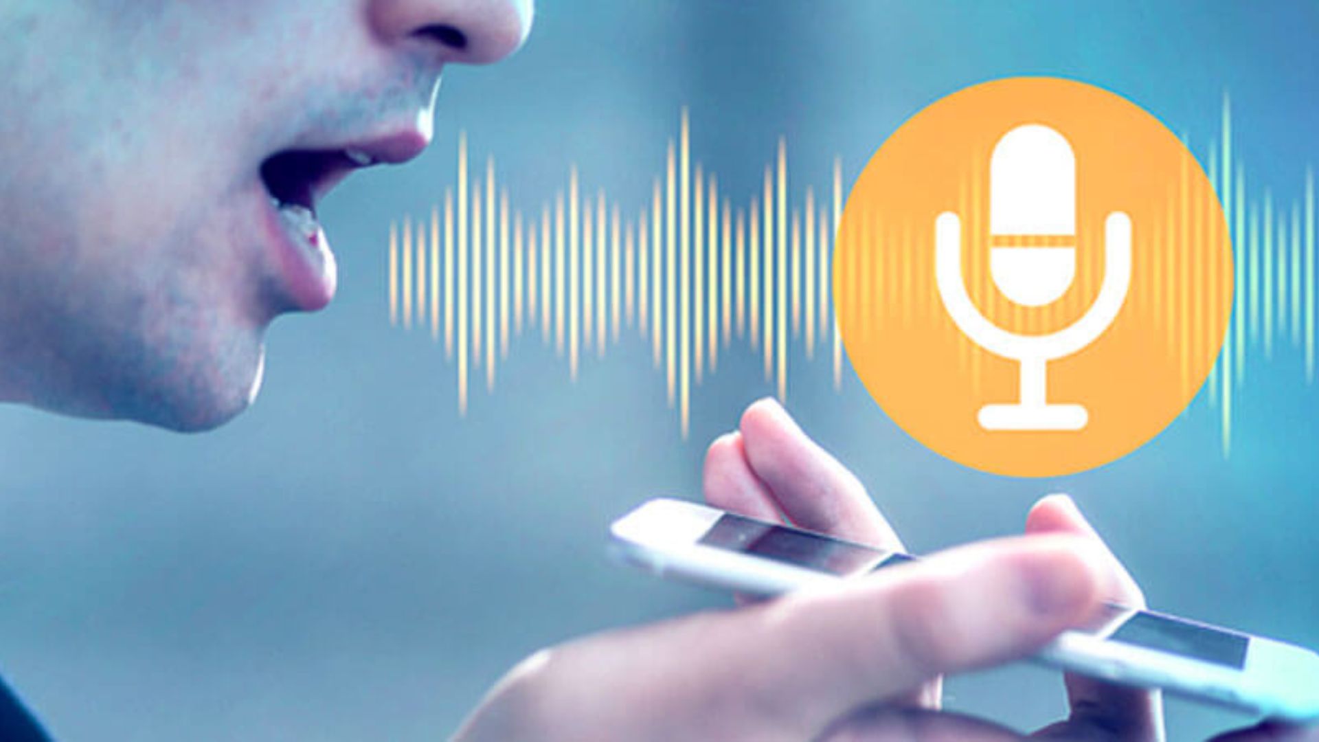 Image showing a speaking man emitting sound waves